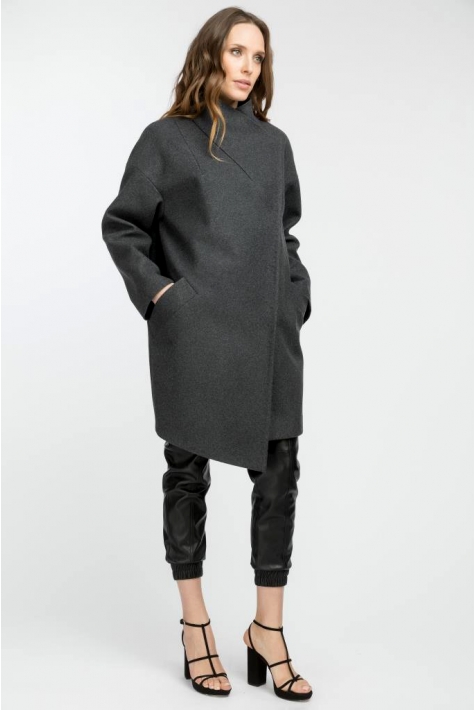 Женское пальто из текстиля с воротником 8015888